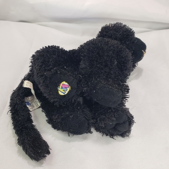 Ganz Webkinz Black Cat Plush Stuffed Toy 8 Inch HM135 Green Eyes Curly No Code - Picture 4 of 7